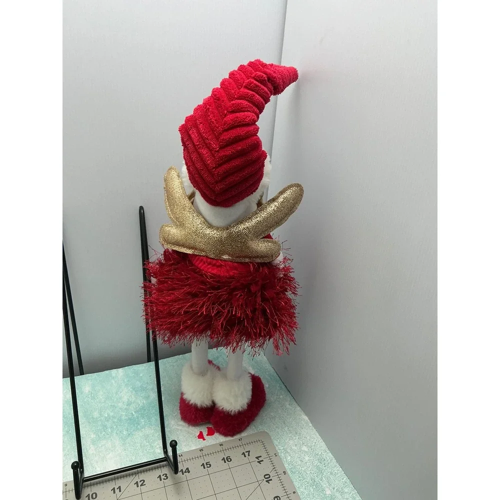Red White Christmas Fairy Shelf Sitter Holiday Decor Glitter Wings 18 Inch